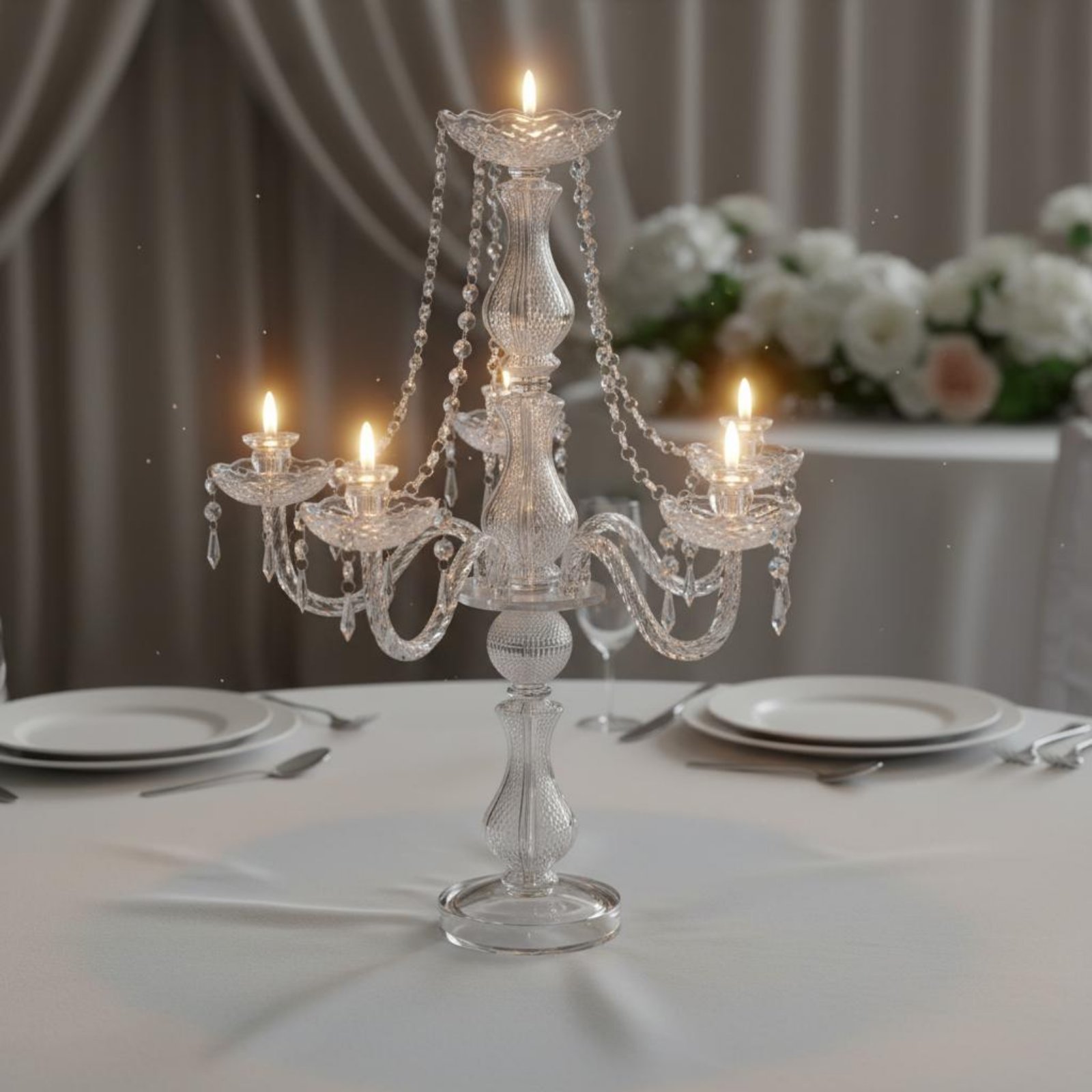 Home Decor Luxury - Candélabre en cristal élégant pour mariage,