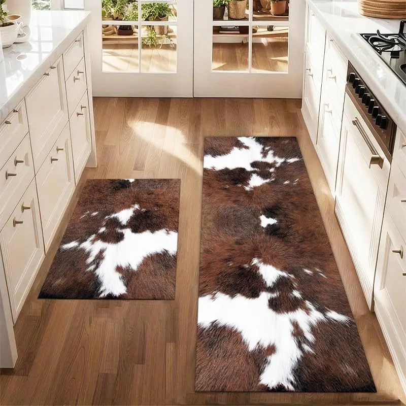 Cowhide Rug Faux - VIKAMA 1/2 pièces Tapis de cuisine