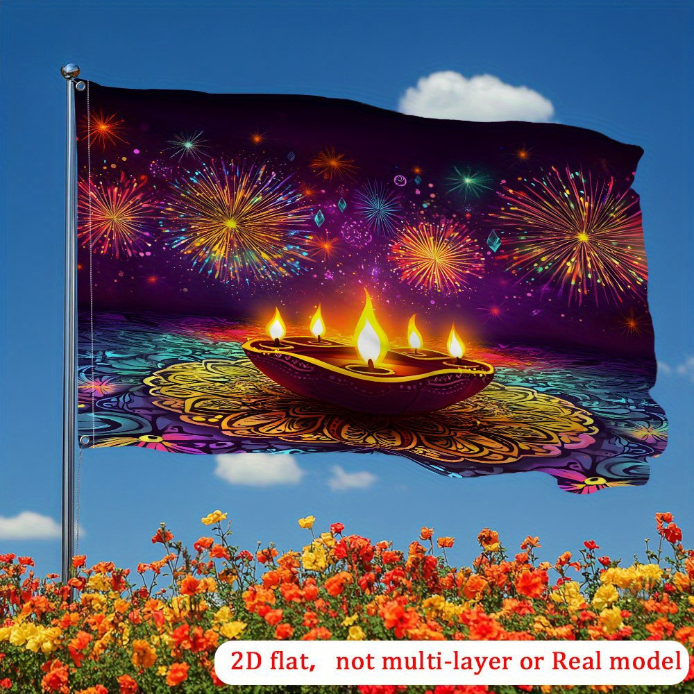 Home Decor Garden Ideas - Bougie Diwali brillante, drapeau de jardin