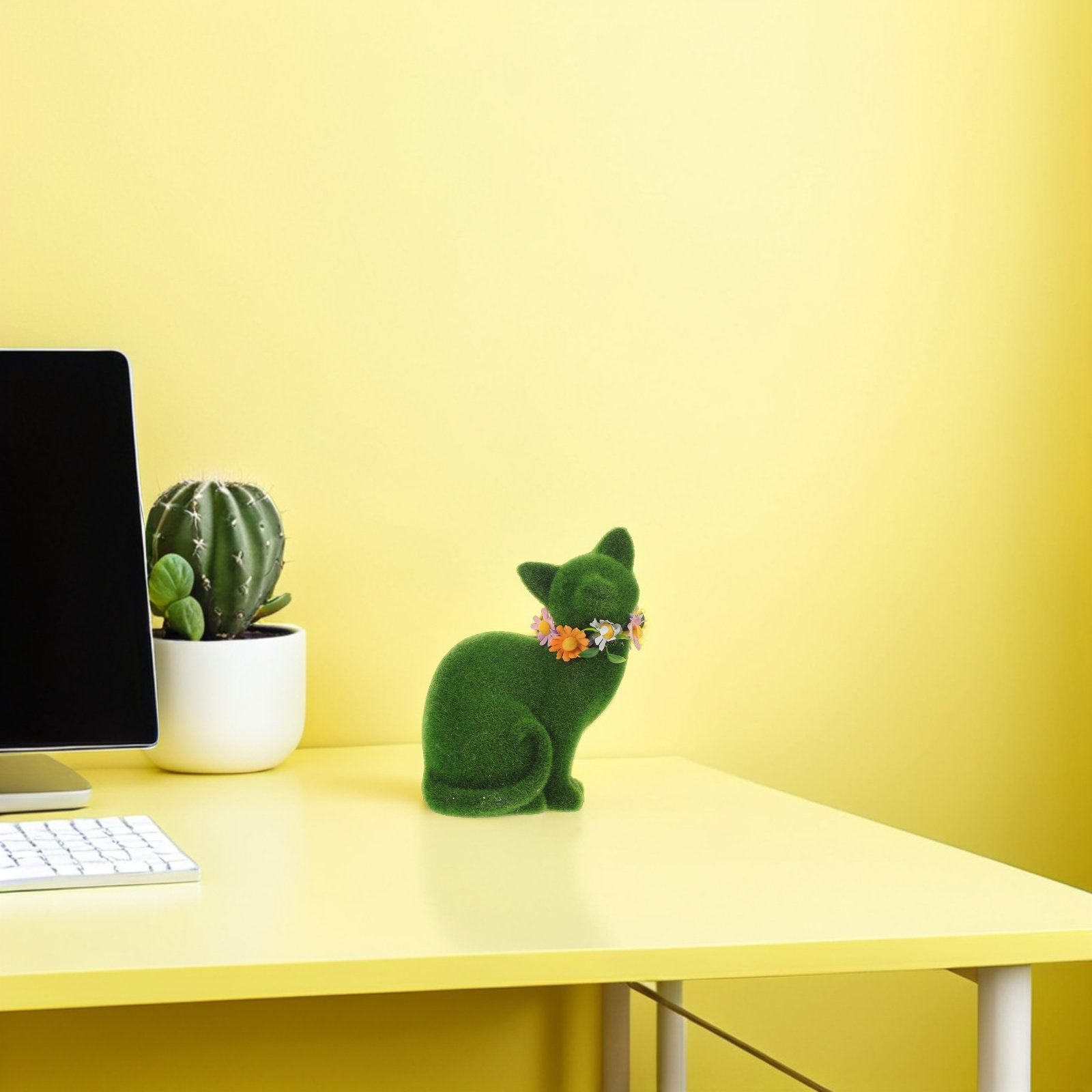 Sculpture de chat floqué vert, - Home Decor Garden Ideas avis et prix